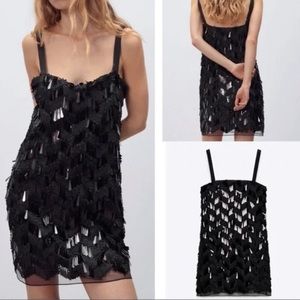 NWT’S Black Zara Sequin Dress Classy and Sexy Size Small S